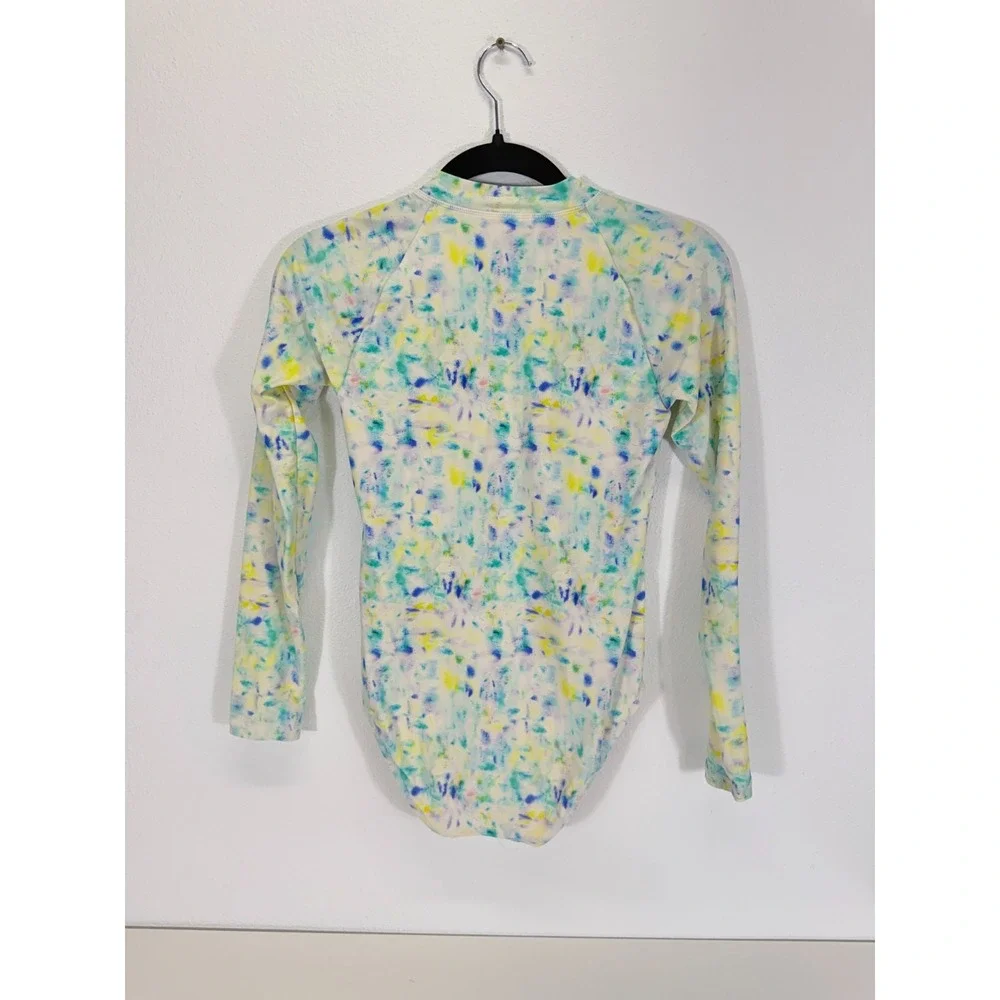 J.Crew Crewcuts Girls Rash‎ Guard One Piece Long Sleeve Tie Dye Swimsuit Size 14